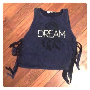 Dream tee with dream catcher and fringe